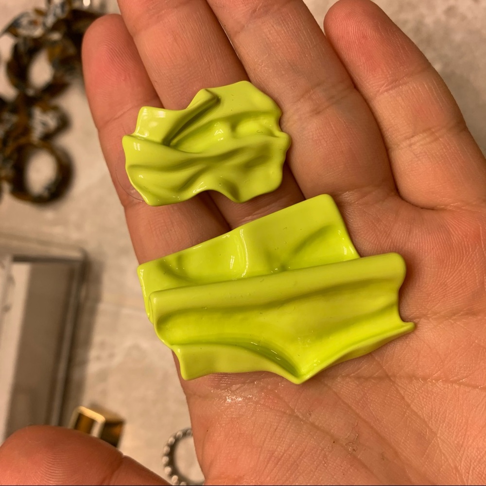 Green metal earring